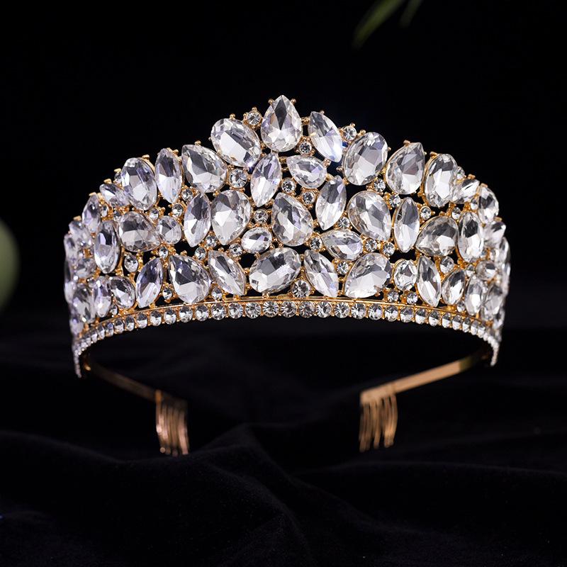 Новая европейская и американская хрустальная свадебная корона, головной убор, роскошная корона, высокая подиумная фото, свадебная фотография, головной убор