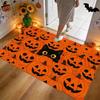 Playful Halloween Decor Rug, Peeking Black Cat Among Pumpkins Design Non?Slip Floor Mat For Entry Hall Spooky Holidarrang