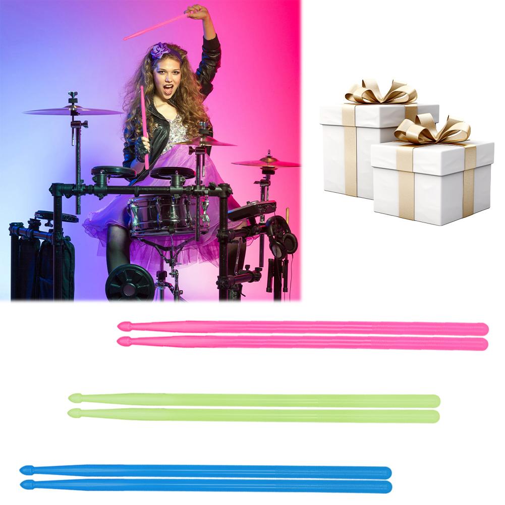 5A Fluorescent Drum Stick Glow In The Dark Light Up Drum Sticks Wear Resist Jazz Drum Stick for Stage Performance Tool