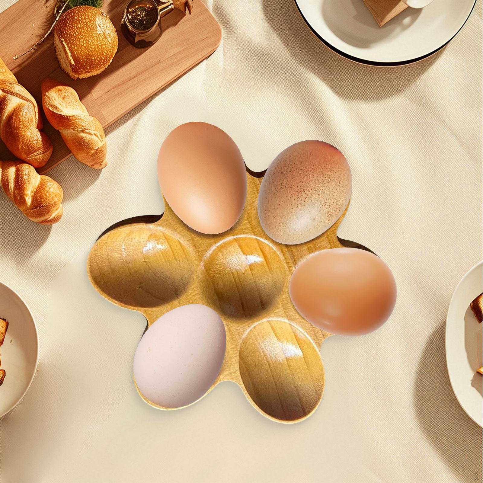 

Wooden Egg Holder Collecting Rack Compact Container Eggs Organizer Stand Plate for Gathering Fresh Holds 7 Eggs
