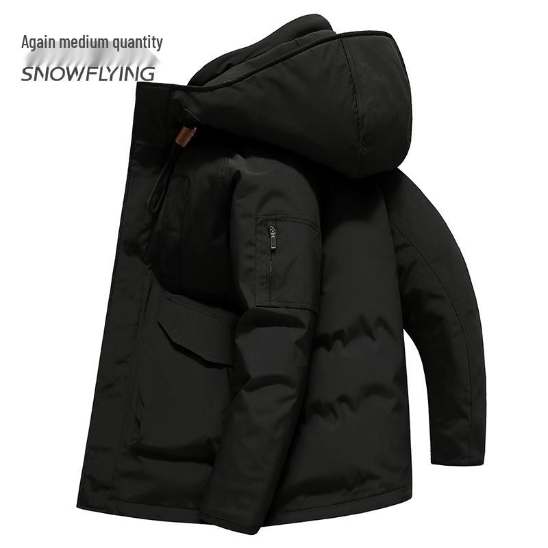 SNOWFLYING Men s Mid-Length Hooded Thickened Down Jacket 175/100A чёрный