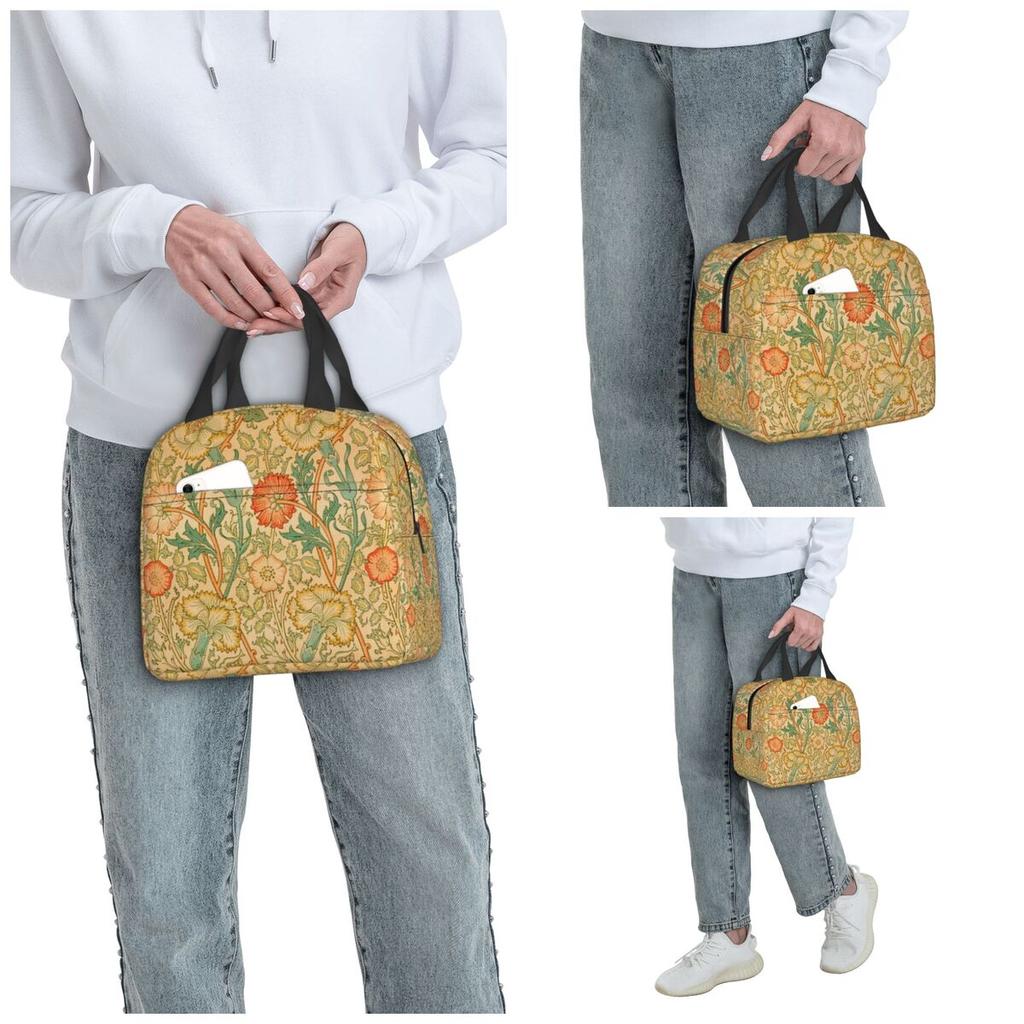 Pink And Rose By William Morris 1890 Insulated Lunch Bag for Kids School Cooler Thermal Food Box Tote Lunch Boxes Container