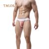 TALOS Pruhované sexy spodní prádlo s otevřeným zadkem Jock Straps Kalhotky Tanga Spodní kalhotky se středním vzestupem
