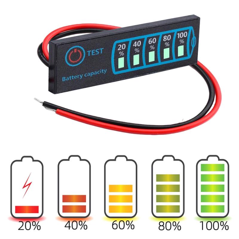 18650 Li-Ion Lipo Lithium 5-30V Lead Acid Battery Level Indicator Tester Lcd Display Meter Module Capacity Voltage Meter