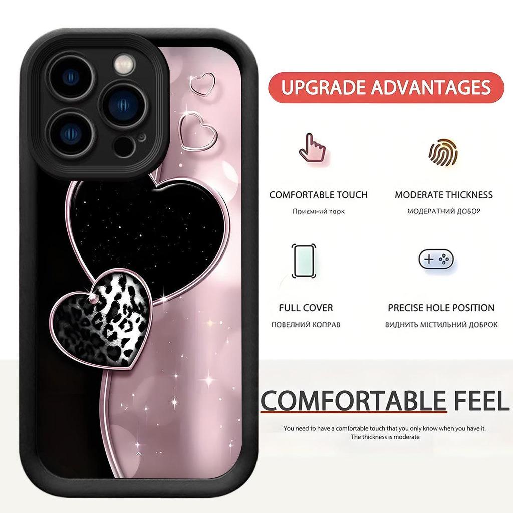 Pink & Black Heart Groove iPhone 15/16/17 Pro Max Case