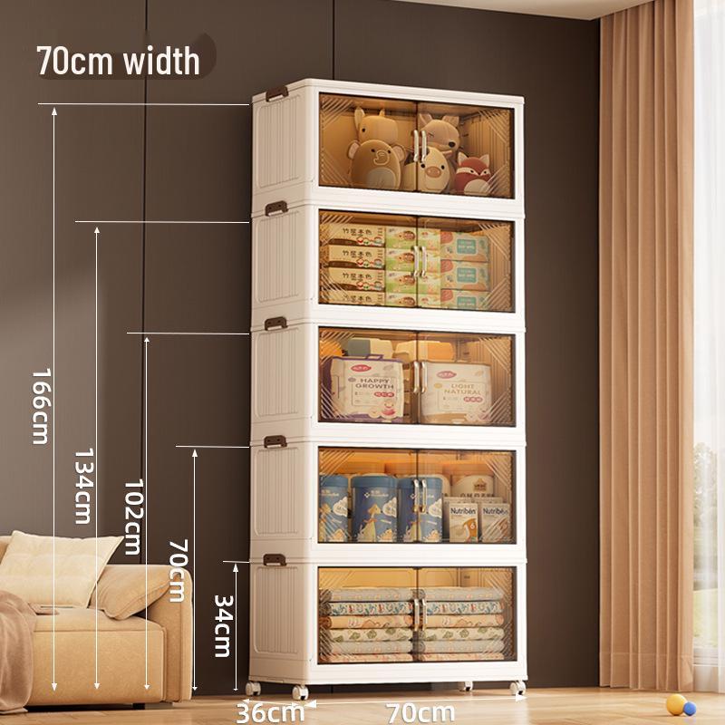 Multi-Layer Double-Door Plastic Storage Cabinet: Shoe, Toy, & Snack Organizer for Living Room