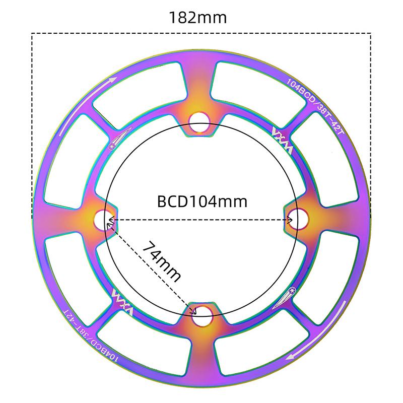 104BCD Bicycle Crankset Protective Cover Impact Resistant Light Weight Fit 32-42T Sprocket for Mountain Biking