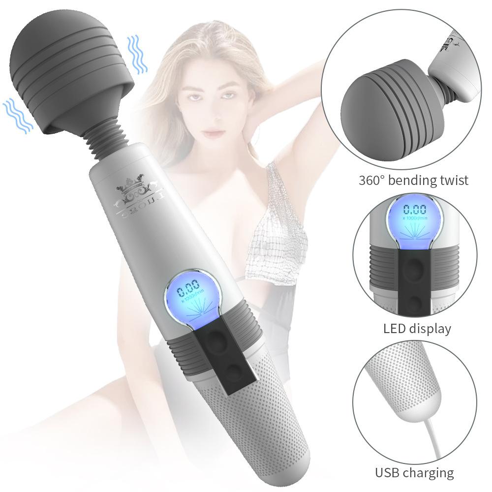 LCD Display Vibrator Av Stick for Women's Silent Ultra Strong Vibration Silicone Plug In Fun Product