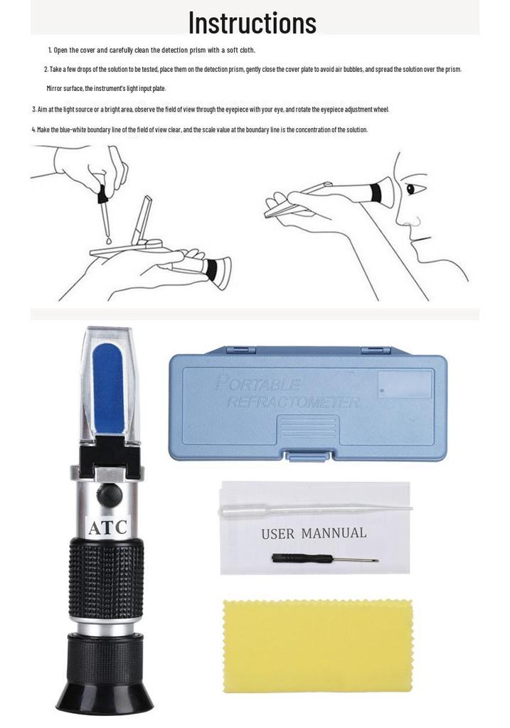 Handheld-Brix-Messgerät Refraktometer: 0-90% Zucker- und Süßegrad-Tester