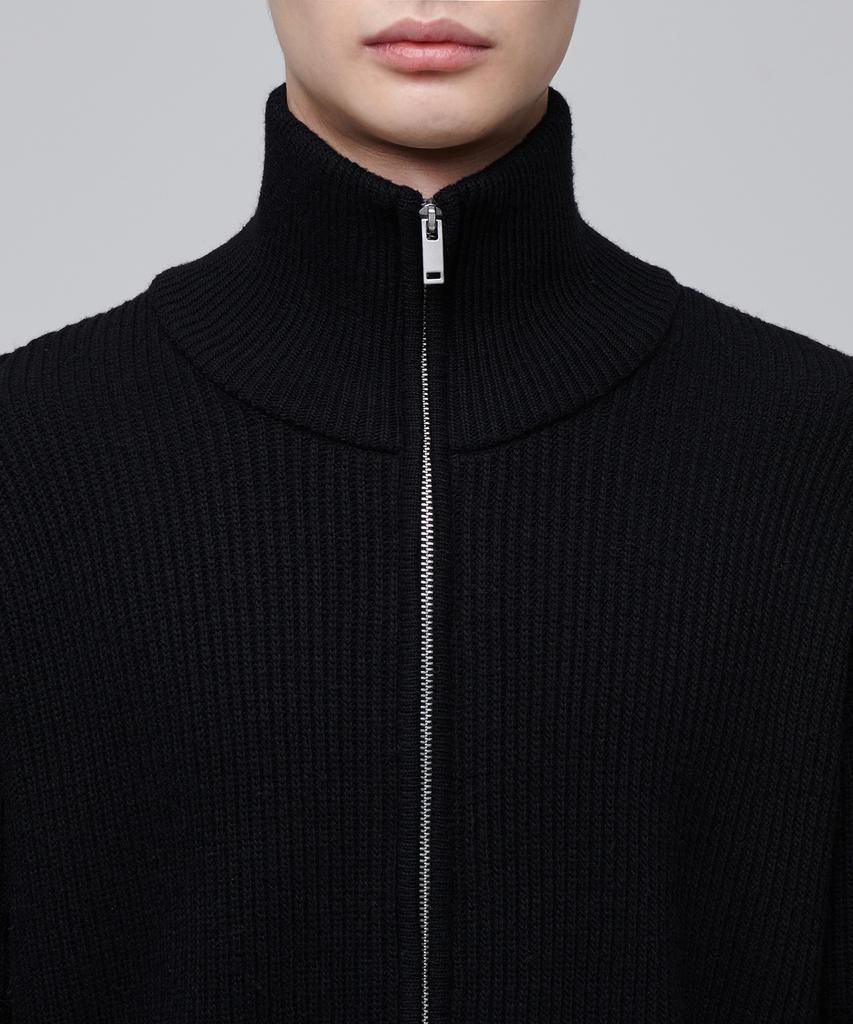 Musinsa Standard Relaxed Ribbed Knit Zip-Up [Black]