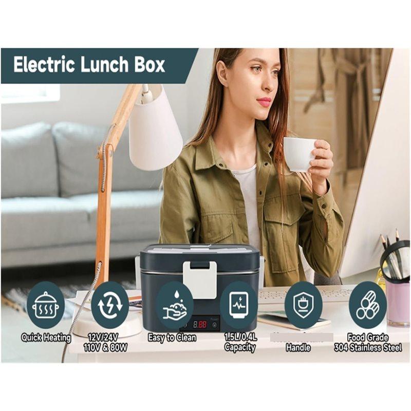 A25F-Electric Lunch Box Portable Food Warmer With Fast Heating (1.8L) Ideal For Travel, Work, Or The Car EU Plug