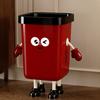 Cartoon Trash Can 12L/15L Household Waste Bin Open Top Cute Garbage Can with Legs Hands for Kitchen Bathroom Office Bedroom