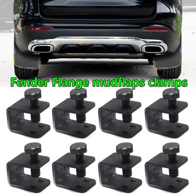8x Universal Schmutzfänger Spritzschutz Schwarz CU Klemmen Anschraubbar Kein Bohren Clips Für Auto AUTO Mit Kotflügelflansch