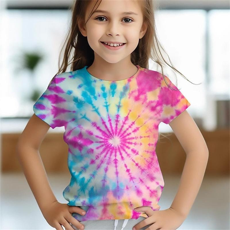 Cute Short Sleeved Shirt Cartoon Print Girls Children Soft Comfortable T-Shirts Girls