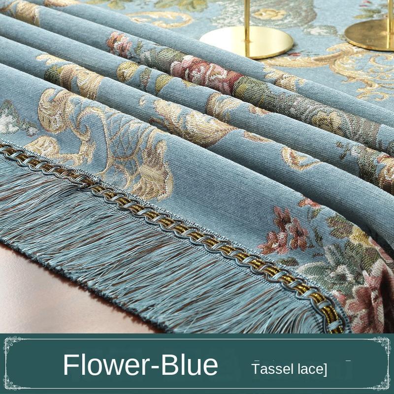 European Style Flower Tassel Tablecloth Thicken Chenille Rectangular Table Cover Round Dining Table Coffee Cloth Dust-proof