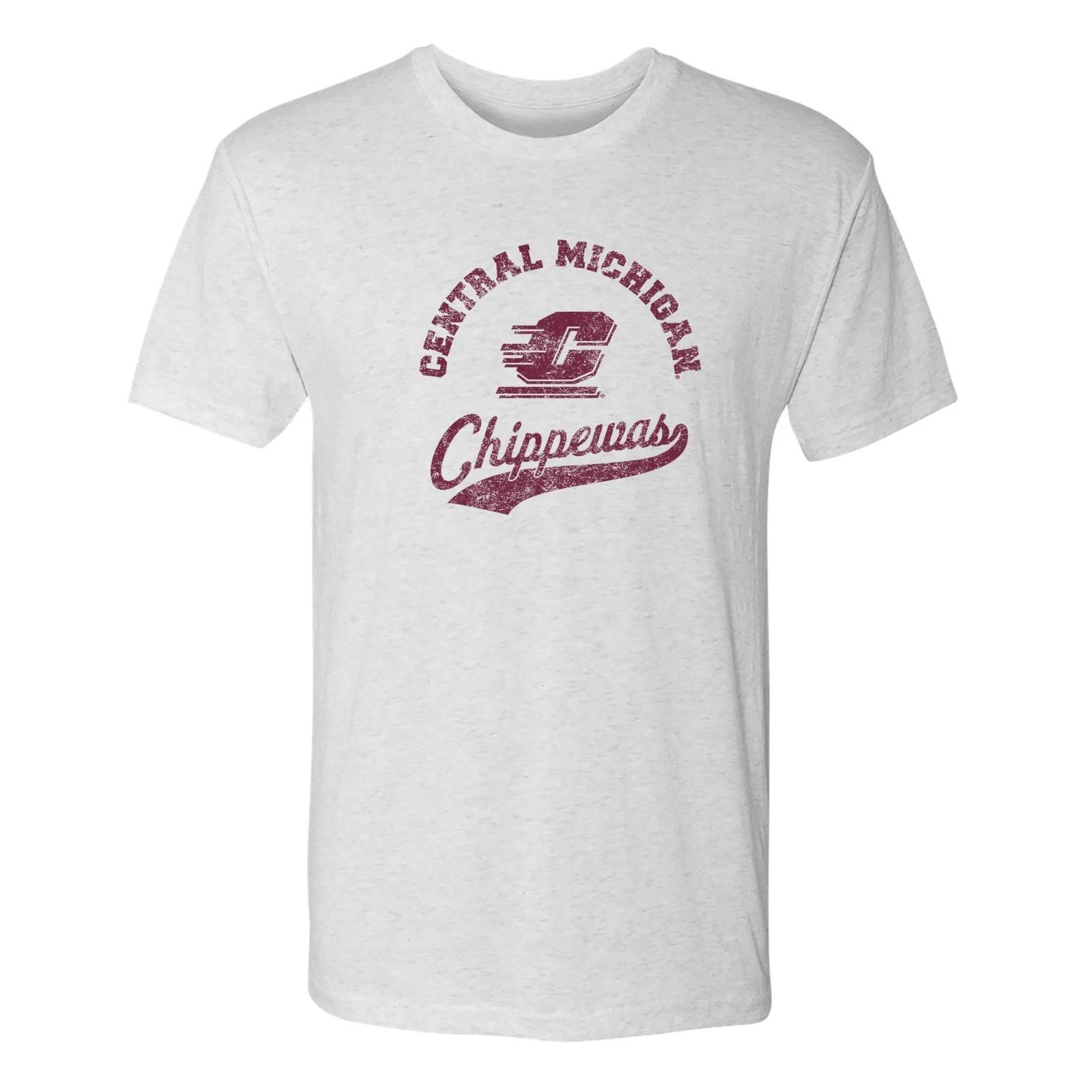 Central Michigan Retro Script NLA Triblend T-Shirt - Heather White M