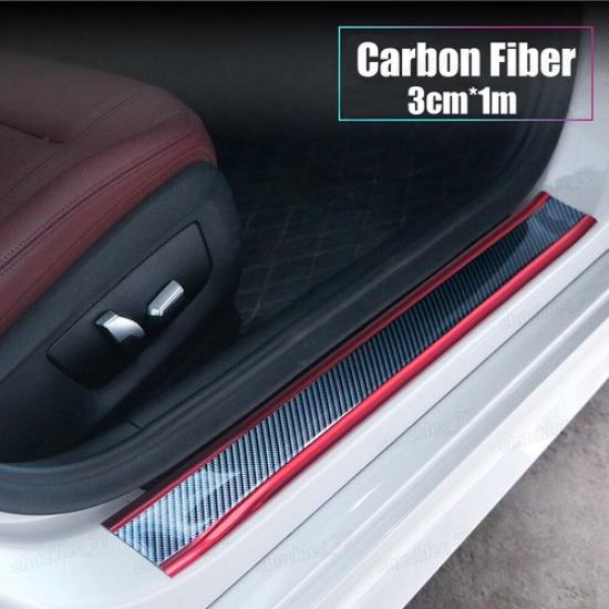 Carbon Fiber Car Sticker Bumper Guard Cover Door Plate Sill Scuff Anti Scratch