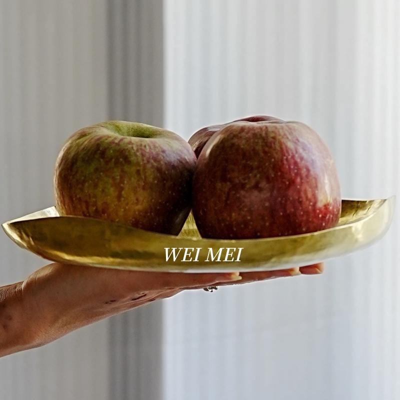 Handcrafted Vintage Brass Fruit Plate,Multi-Functional Irregular Shape Coffee Cup Tray Home Cheese Food Plate,Table Tableware
