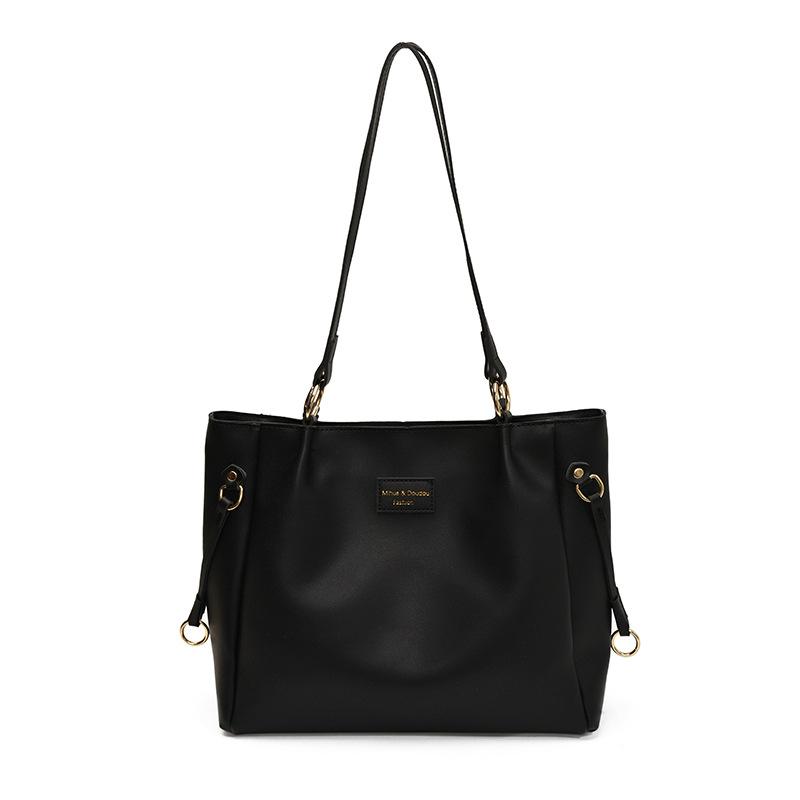 

Casual tote bag women s large-capacity new fashion shoulder bag versatile texture commuter lazy handbag чёрный