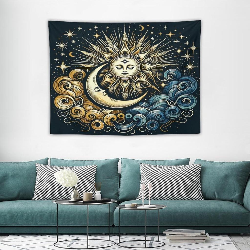 Japanese Tapestry Cherry Blossom Crane Sea Wave Fuji Mountain Red Sun Pattern Printed Wall Tapestry Painting Wall Hanging for