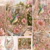 Glasbecher mit Kolibri und Blumenmuster, handbemalt, dekoratives Trinkglas mit Goldrand für den täglichen Gebrauch und besondere Anlässe