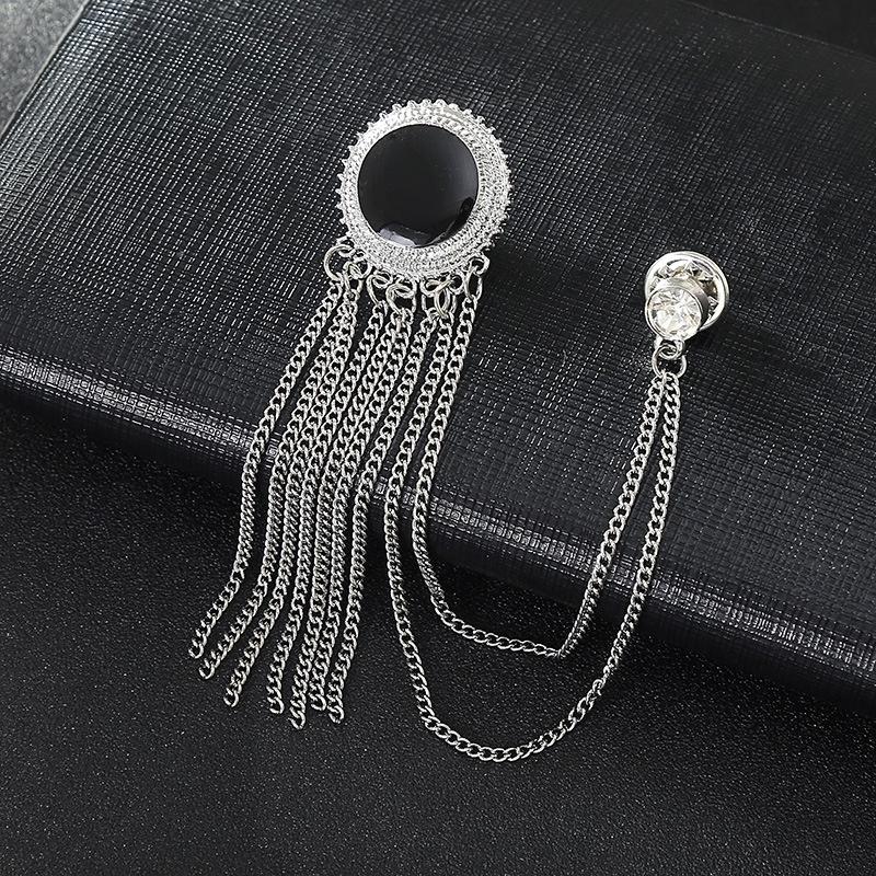 Crown Gold Silver Tassel Brooches For Women Men Pin Party Casual Lapel Pins Accessory Gift Suit Tassel Brooches Jewelry