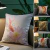 Koi Carp and Lotus Flowers Anime Pillow Case Anti-dustmite Pillowcase Invisible Zipper Silky Short Plush Sofa Cushion Cover