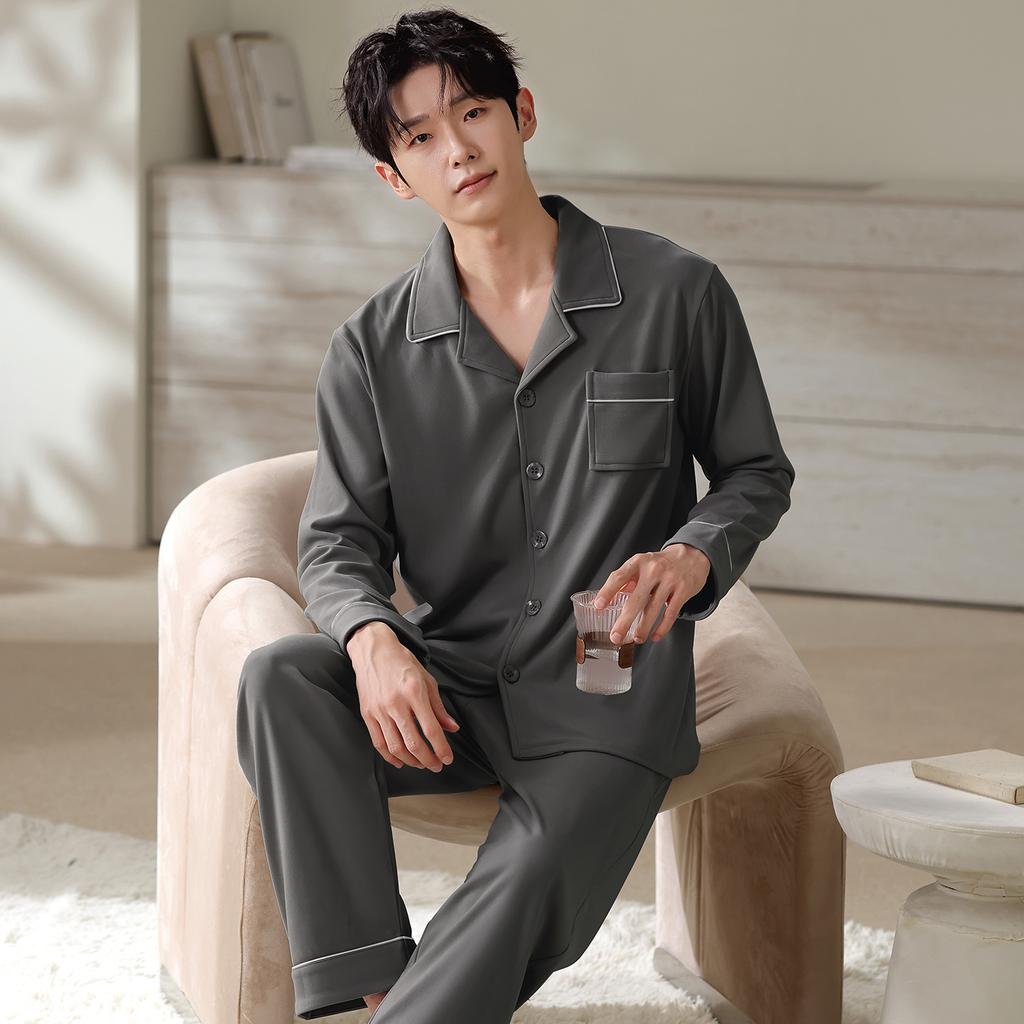 German Velvet Pajamas Men'S Autumn And Winter Thin Velvet Long Sleeves Can Be Worn Outside Large Size Thermal Loungewear Suit