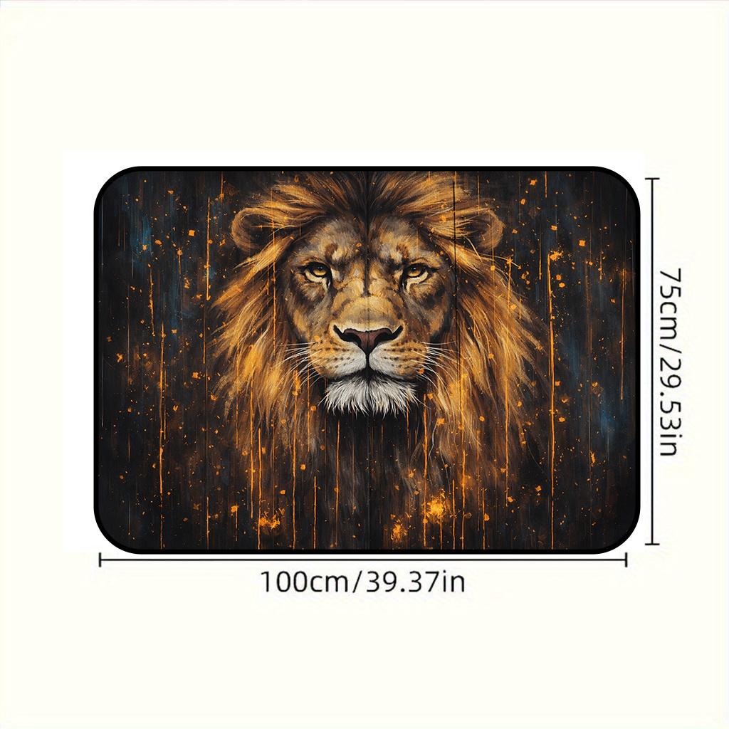 1Pcs Oil Painting Lion Head Car Trunk Mat with Anti Slip Cargo Liner Waterproof Rear Storage Protector Floor Mat for SUV Sedan V