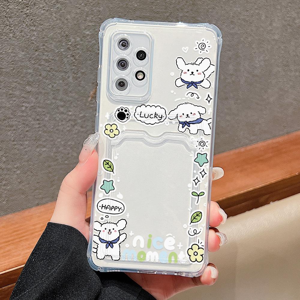 Silicone Cat Card Holder Case For Samsung A06 A05s A05 S24 Ultra S23 Plus S22 S21 S20 FE A10s A10 A04 A03s A04E A03 Funda Cover