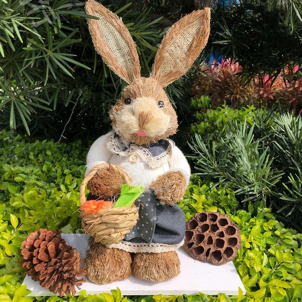 Easter Bunny Straw Figurine Decoration 35cm Easter Straw Easter Bunny Figurine Home Garden Wedding Party Decoration