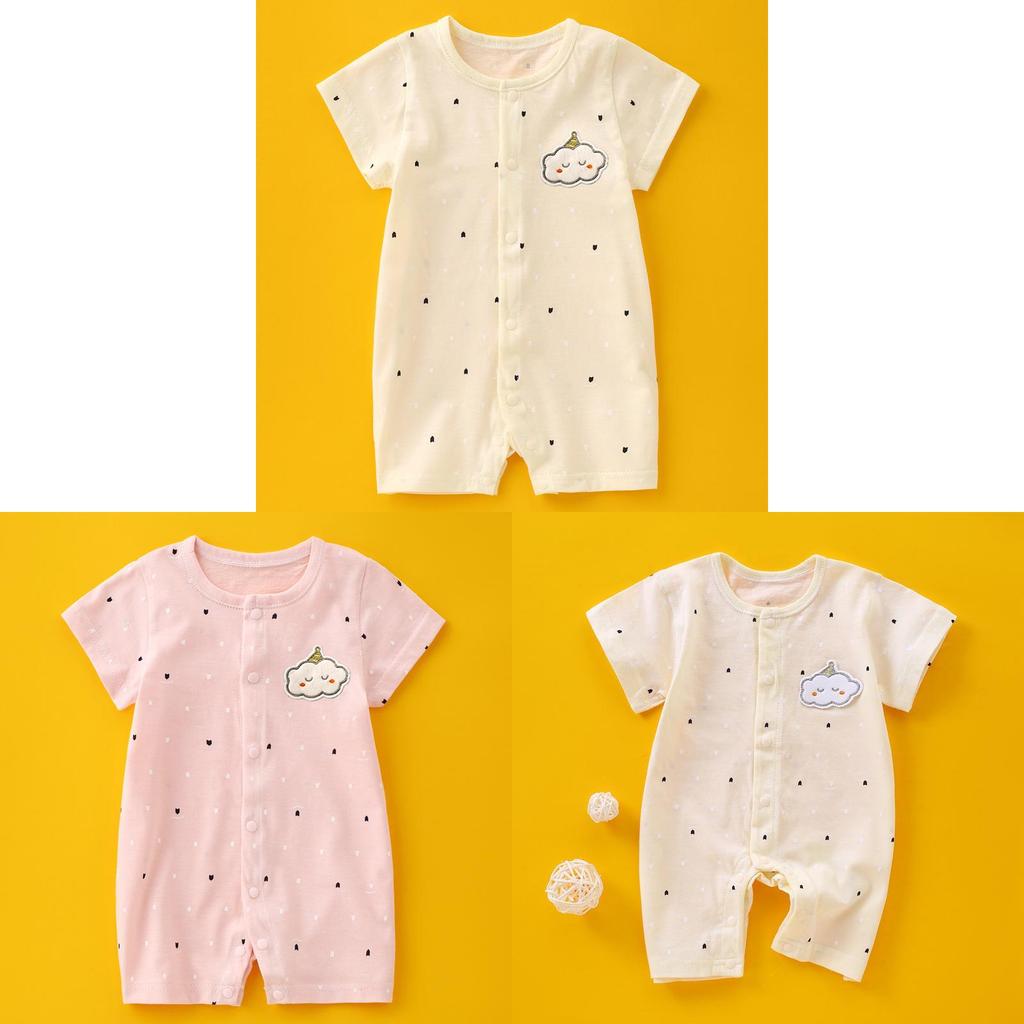 Baby Cotton Summer Romper With Short Sleeves For Newborns And Infants