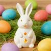 Easter Bunny Candle Holder Cute Bunny Resin Statue with LED Light White Bunny Figurine Rustic Table Centerpiece for Home Spring Decor