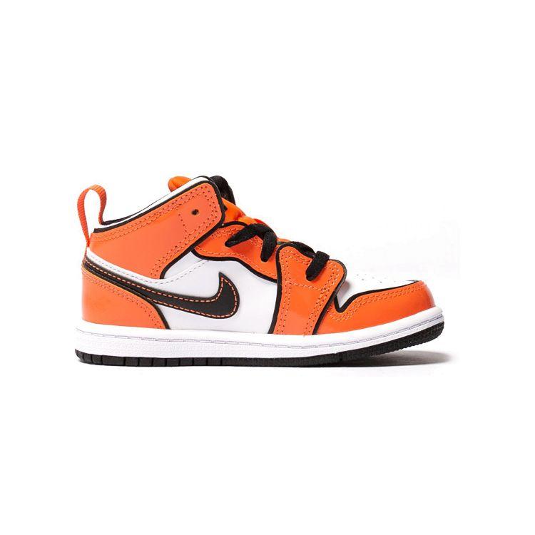 Air Jordan 1 Mid SE TD Turf Orange Baby Sneakers Black White BQ6933-802