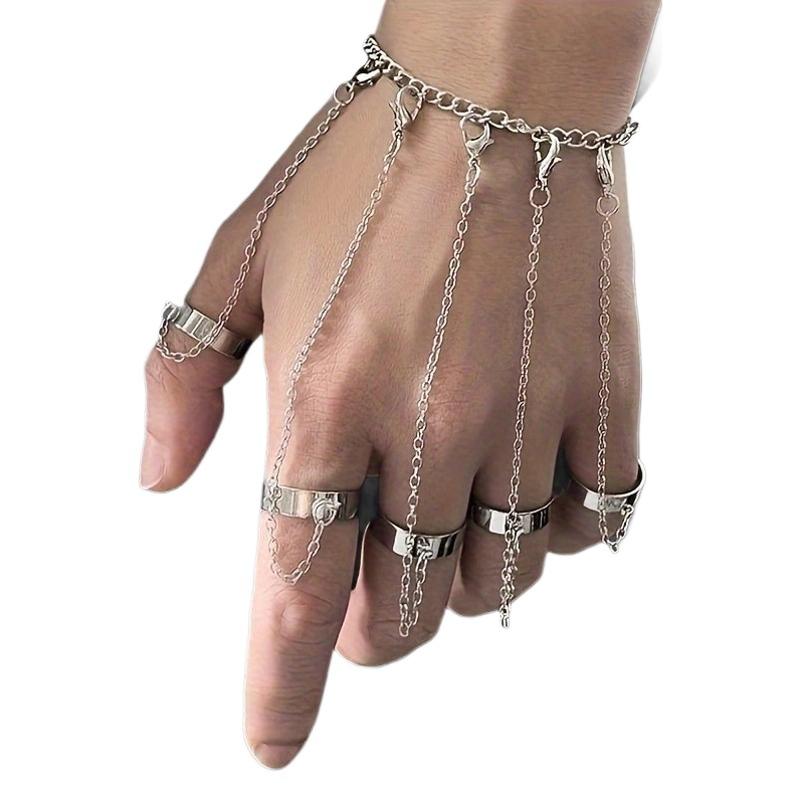 

Trendy punk style creative finger interlocking bracelet ring - detachable cool accessories