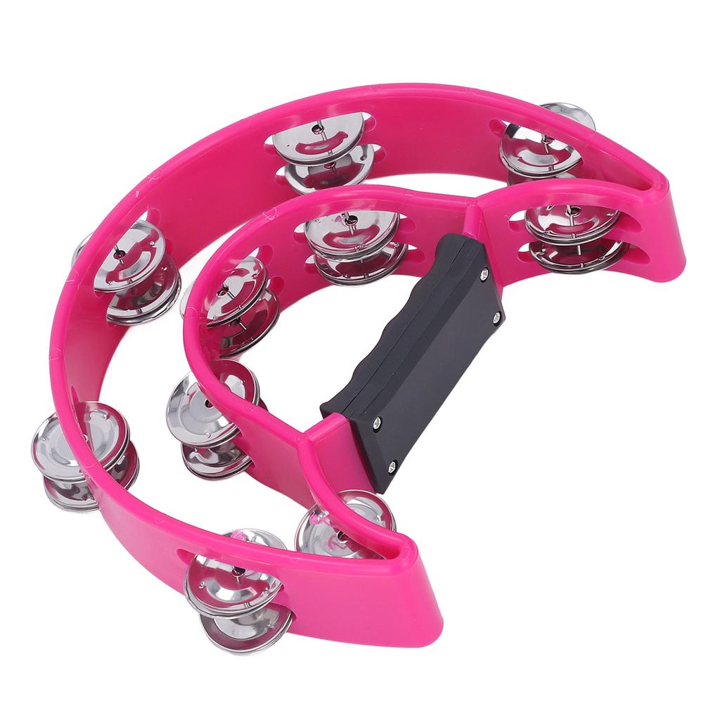 Musical Tambourine Half Moon Double Row Jingles Handheld Percussion Drum for KTV Party