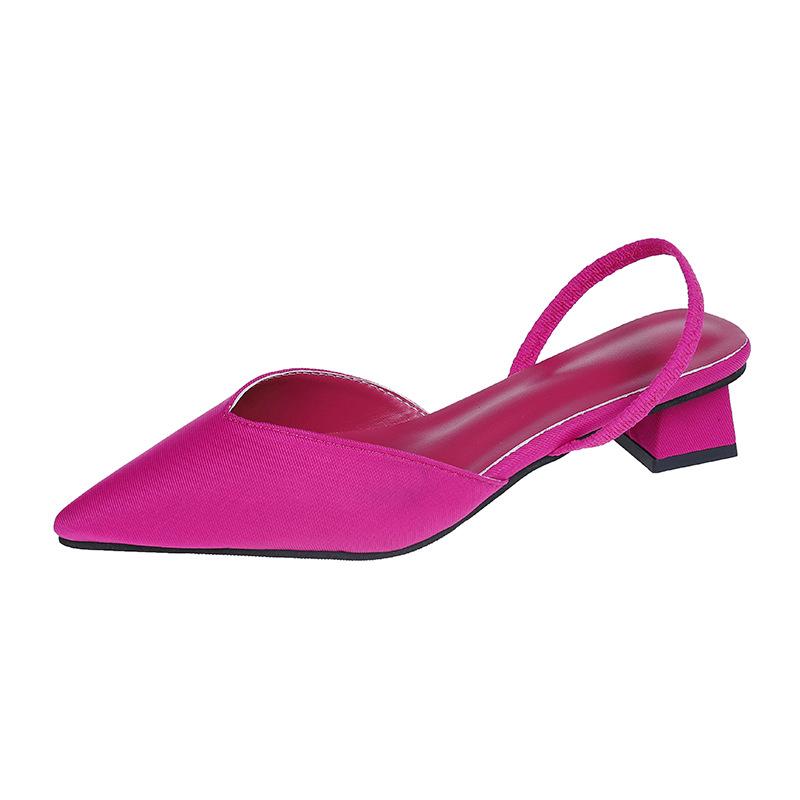 Baotou Sandals Women's Summer Simple Pointed Toe Square Heel Sandals Women's High-heeled Strappy Fashion Women's Shoes