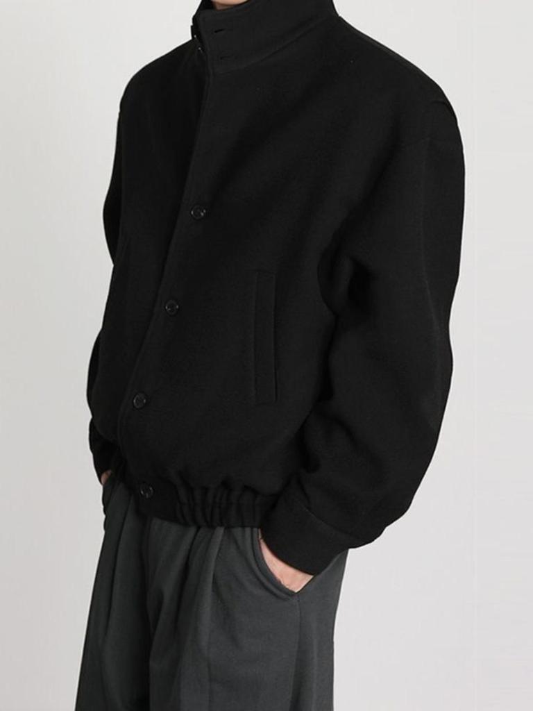 Unisex Japanese Retro Drape Wool Jacket - Trendy Loose Drop Shoulder Baseball Collar for Autumn/Winter 2025