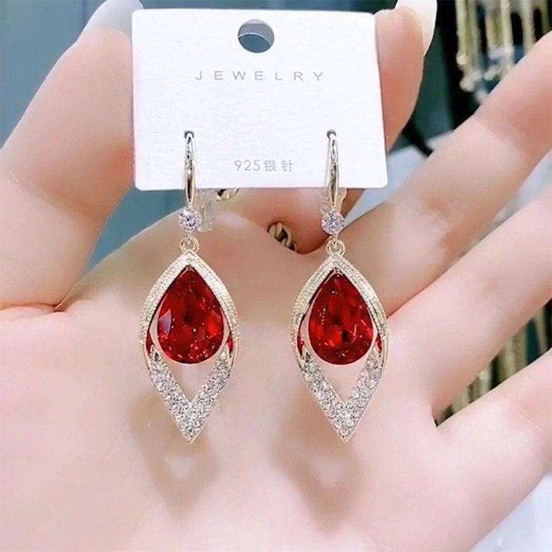 Japanese and Korean High-end Internet Celebrity Water Drop Blue Diamond Earrings 1010 New Fashion Temperament Versatile Ear Hook Earrings Ear Jewelry