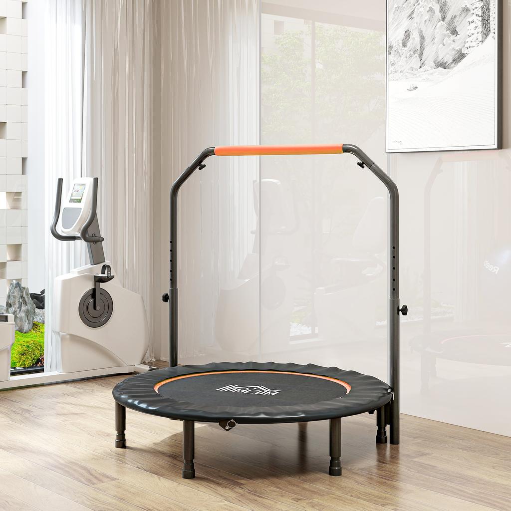 45" Foldable Mini Fitness Trampoline, with Adjustable Foam Handle, Orange