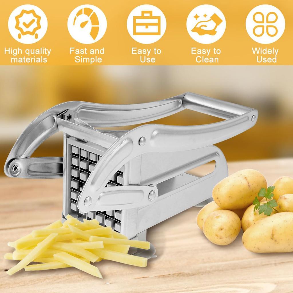 French Fries Cutter Stainless Steel Potato Slicer Quick-Cut Potato Slicer with 36 46 Hole Blade Manual Kitchen Tool