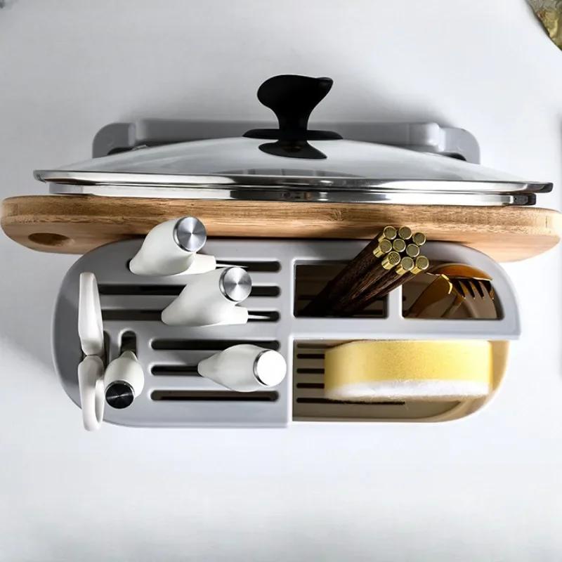 Multifunctional Tool Storage Rack Home Supplies Kitchen Shelves Chopstick Barrel Pot Cover Rack Knife Holder Kitchen Accessories