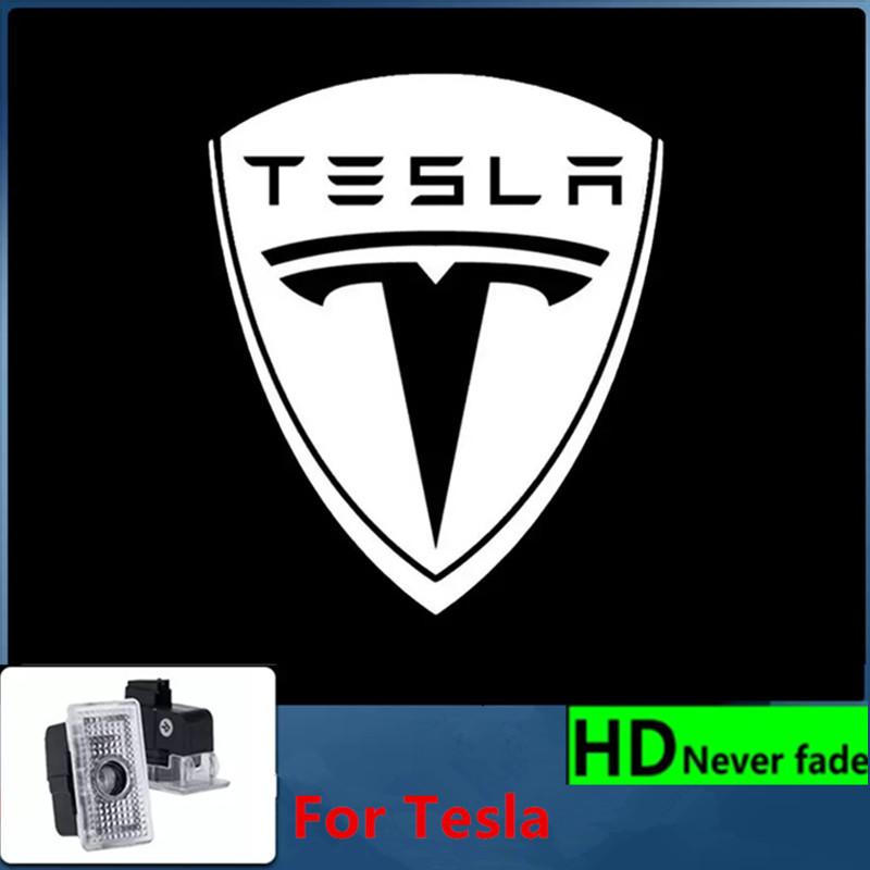 2pcs Car Door Light Projector Welcome Light For Tesla Model Y 3 X S Logo Light