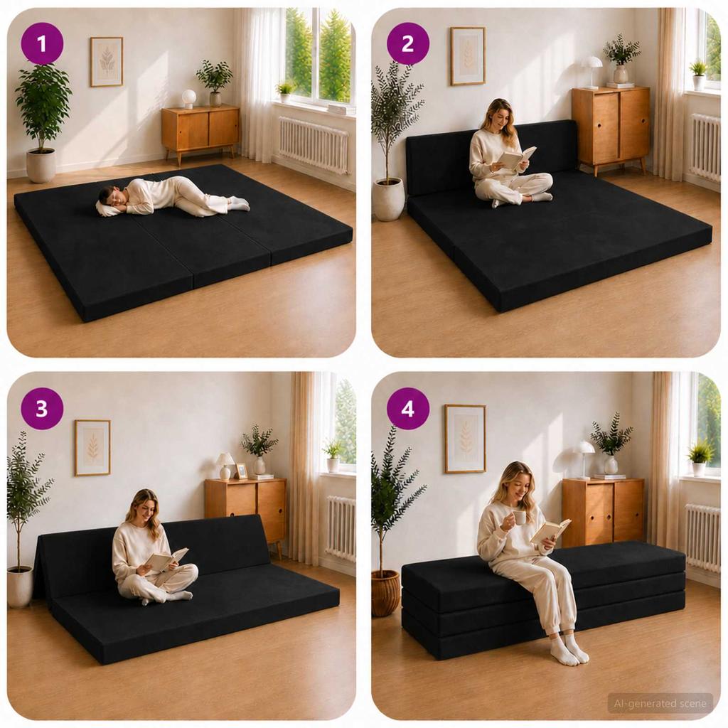 Folding Sofa Bed 180 x 67 x 45 cm Black