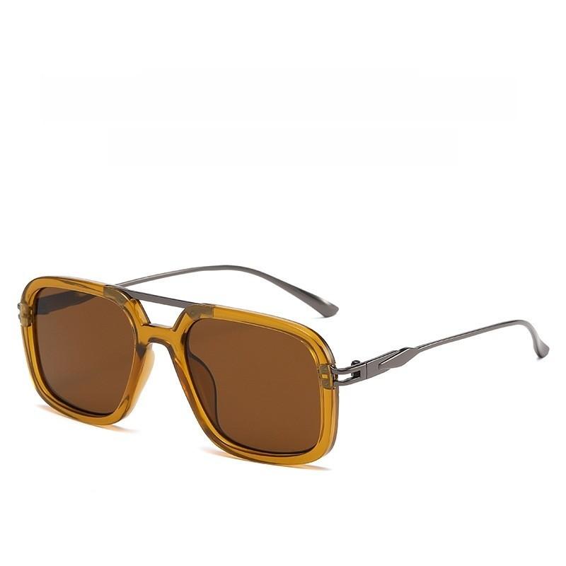 Retro Double Beam Square Glasses Men Outdoor Uv400 Sunblock For Driving And Sports