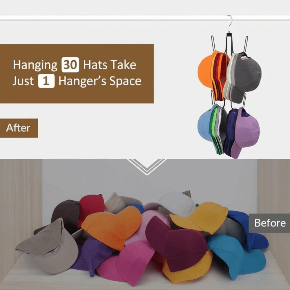 Rotating Top Hook Metal Hat Hanger 4 Hooks Hanging Hat Rack Portable Hat Display Shelf  Household