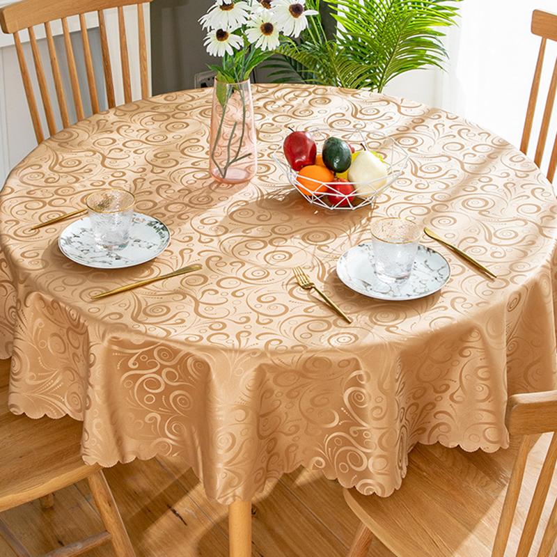 Round PVC Tablecloth Waterproof Insulate Plastic Oilproof Printed Pattern Wedding Party Restaurant White Table Cloth Decoration