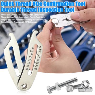 1/2Pcs Portable Thread Size Checker Heavy Duty Stainless Steel Screw Nut Bolt Size Identifier Gauge Quick Manual Measurement Tool