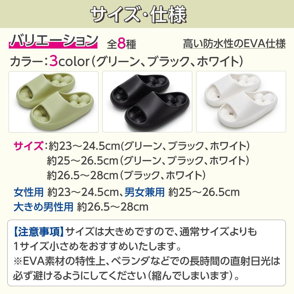 Healthy Plus Healthy Foot Pressure Sizes [Dotcom Prime] Sandals, Size, Slippers, Point, Black, 26.5-28cm