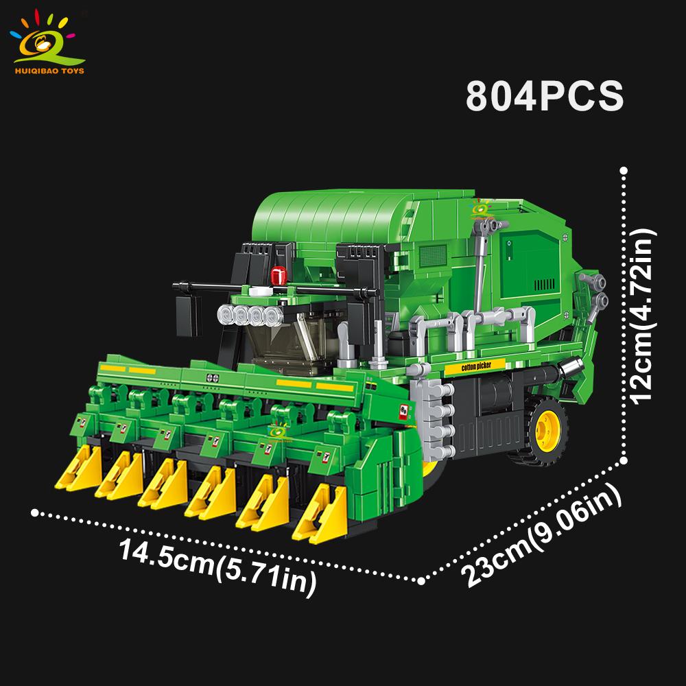 HUIQIBAO Model Camion Fermier Bloc de Construcție Tractor Cultivator Vehicul Combină MOC Cărămidă Mașină Jucărie de Construcție Oraș Pentru Copii